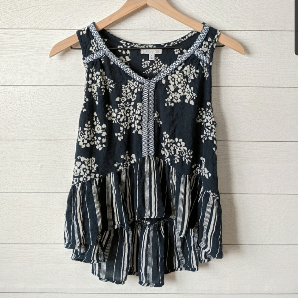 Patrons of Peace Floral Peplum Tank Top M